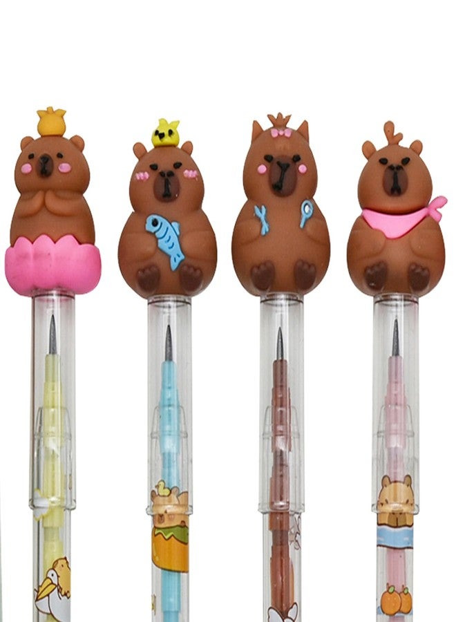 Lopenle 24 Pieces Adorable Capybara Pencils Stacking Pencils Animal Stackable Pencil With128 Replacable Refills - Image 2